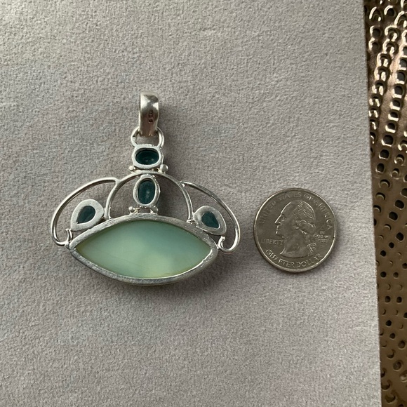 Sterling Silver Pendant W/Druzy Stone & Topaz Rhinestones - Picture 5 of 7